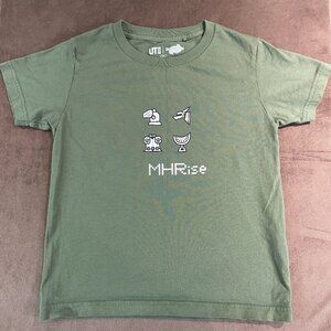 Uniqlo Monster Hunter Rise Boys Cotton Gamer Tee Green Shirt Size 5-6 (SKU: 72B)